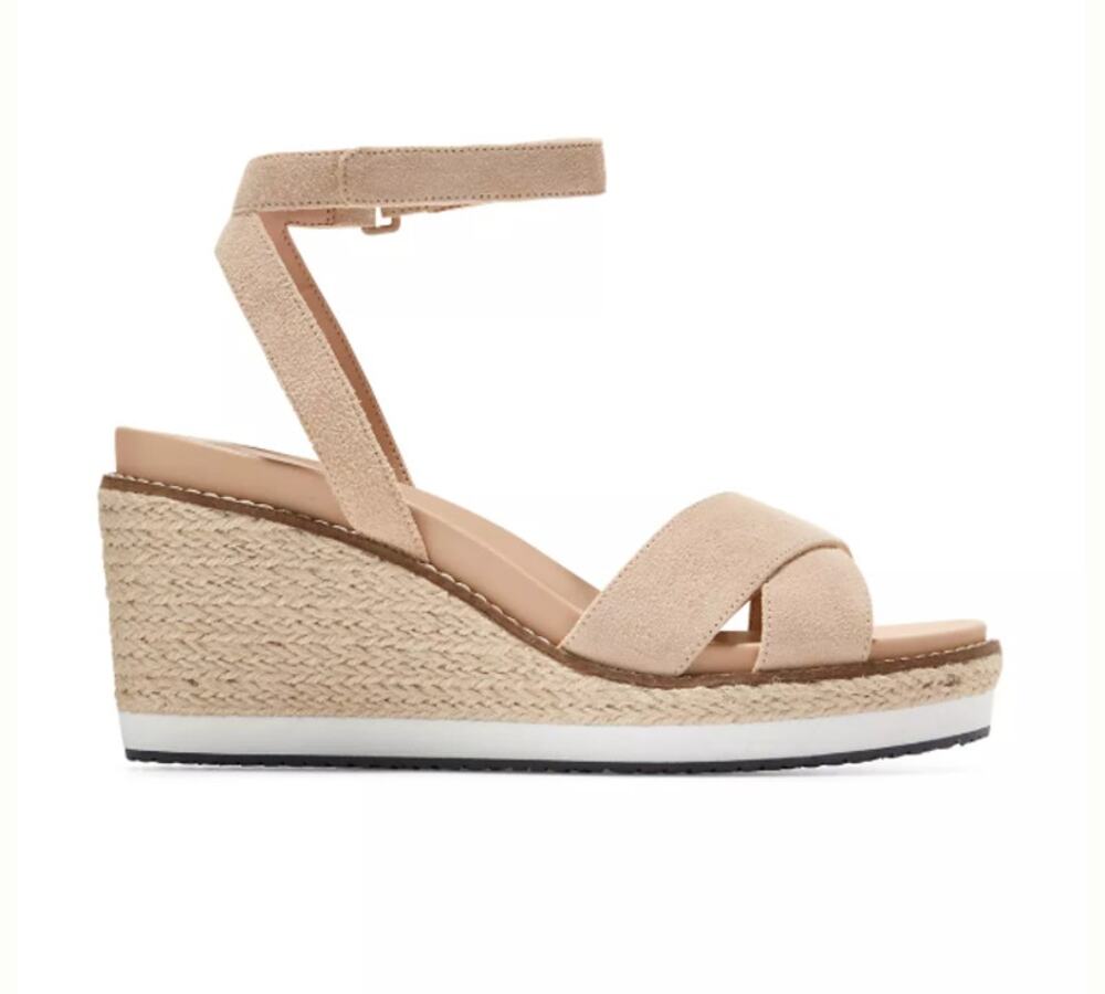 Cole Haan Cloudfeel Espadrille Wedge Sandals Tan White Shoe Size 5
